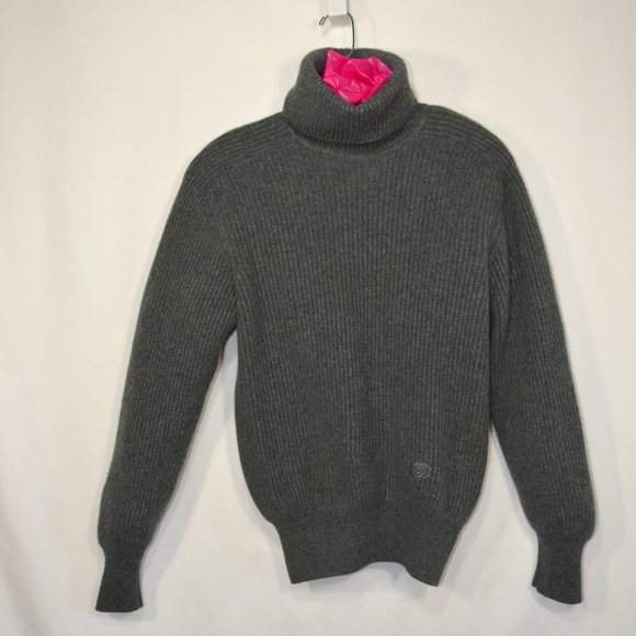GUCCI Heavy Cashmere Turtleneck Sweater Grey